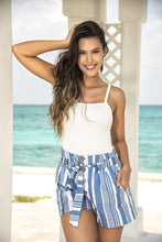 Load image into Gallery viewer, NEW Blue Striped High Waisted Shorts - Resort Wear