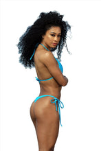 Load image into Gallery viewer, Sassy Assy Turquoise Bikini Set With Whale Tail Thong Bottom